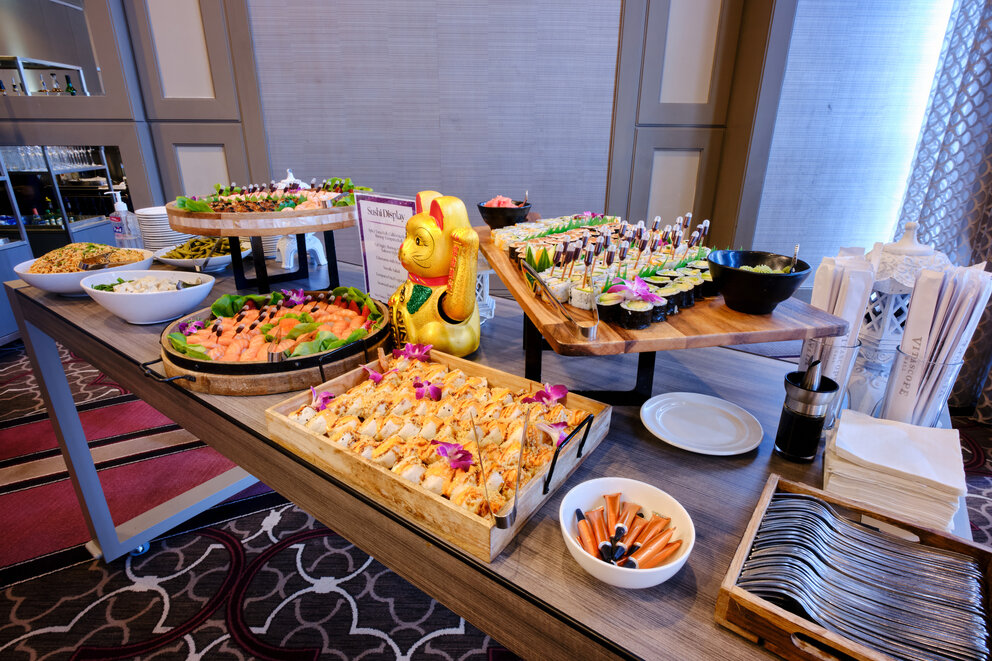 a table full of sushi