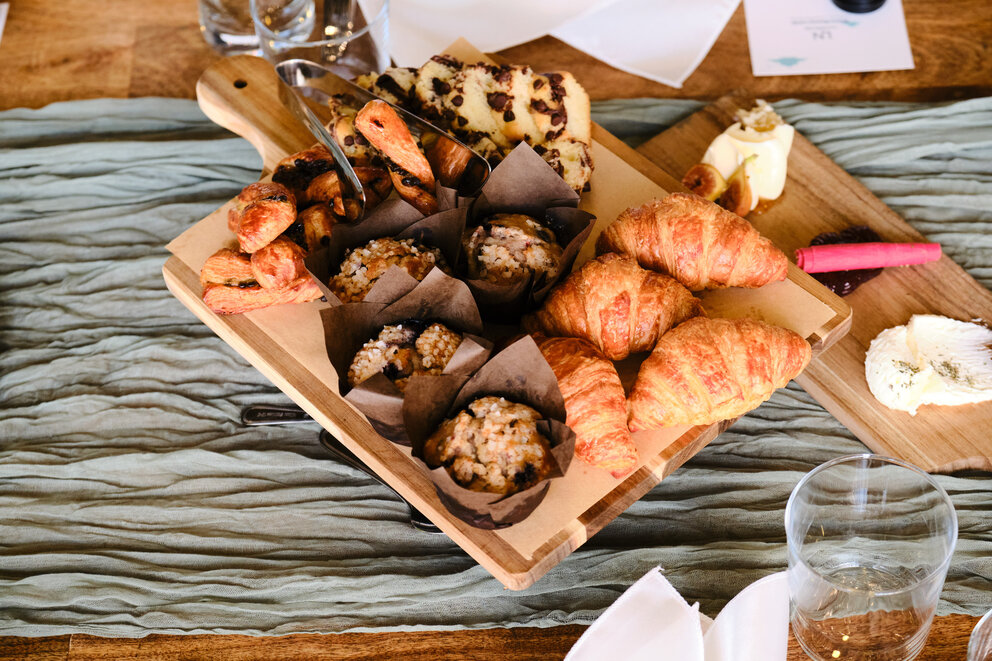 a tray of pastries on a table